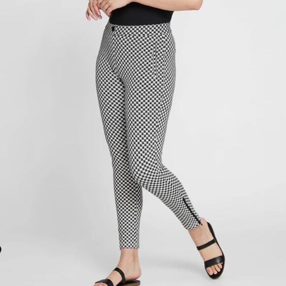 Betabrand Women's Pencil Dress Pant Skinny Leg Medium Petite Black White Cat - Picture 1 of 14
